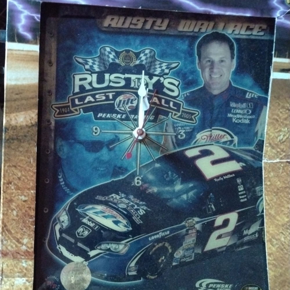 Rusty Wallace Racing Wall Clock NWT - Picture 1 of 2